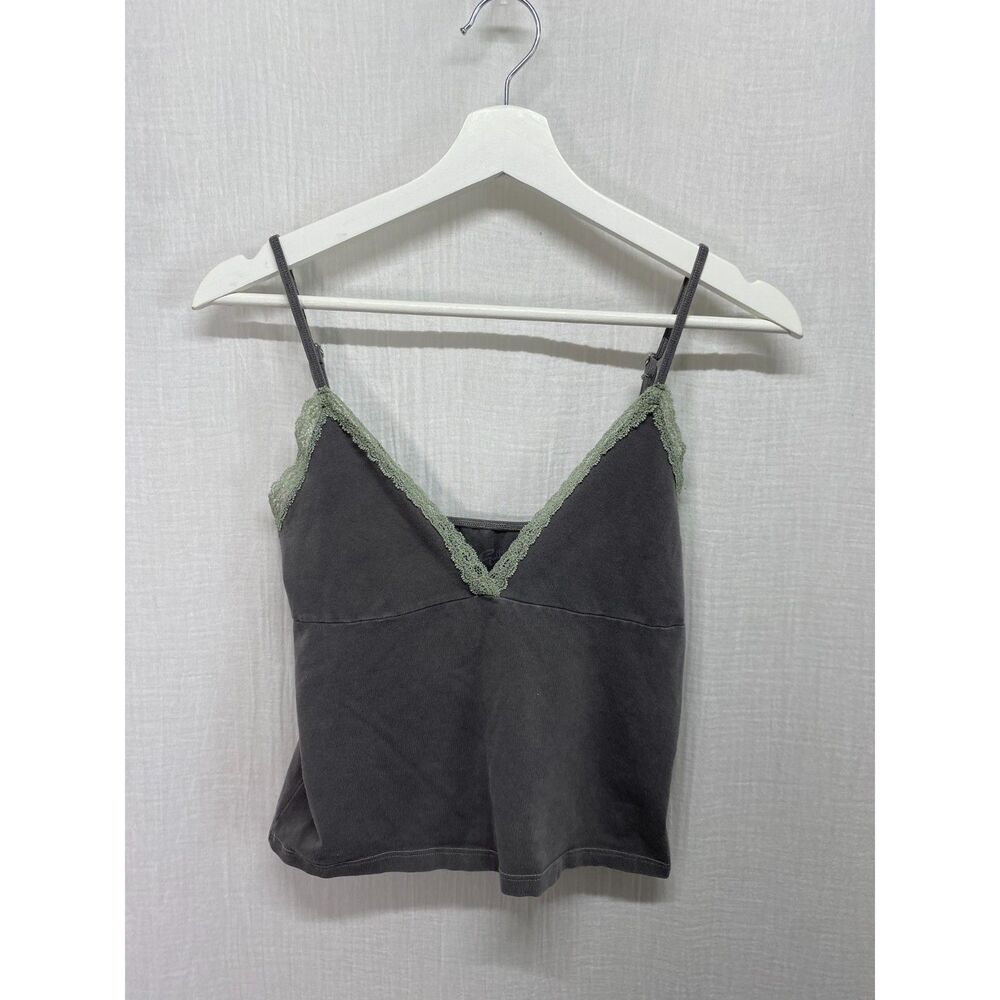John Golt Top Gray Green One Size V-Neck Y2K